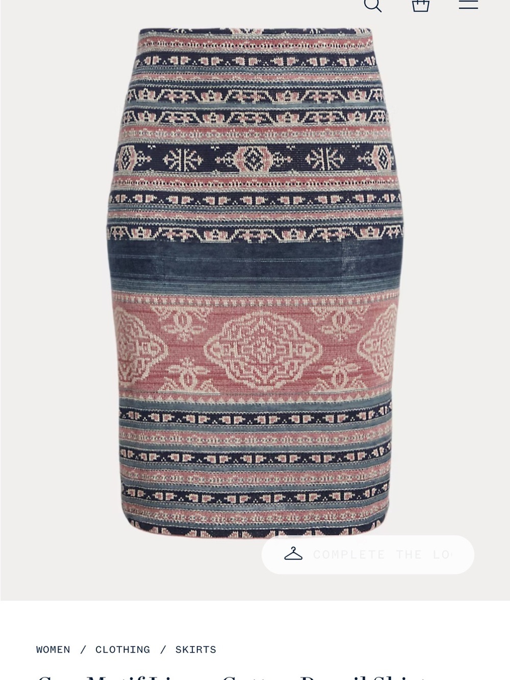 Lauren Ralph Lauren Navy and Rose Patterned Knit Midi Skirt - Picture 3 of 11